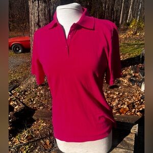 NATIONAL ULTRA SOFTS WOMENS SMALL PINK POLO TOP SHORT SLEEVE